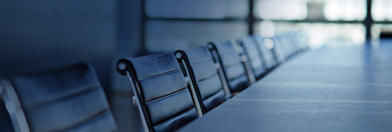 Corporate Conference room with black chairs